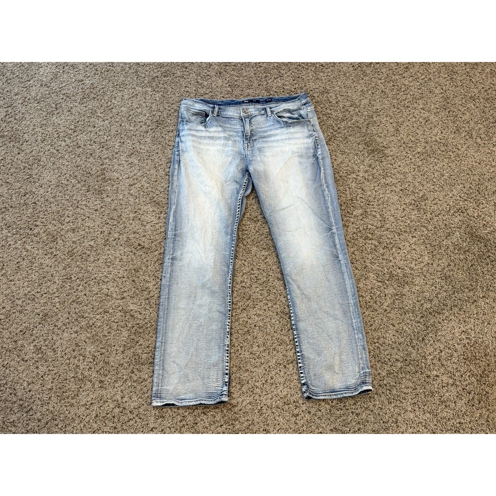 BKE Tyler Relaxed Fit Straight Leg Mens Denim Jeans 38x34 Stretch Light Wash